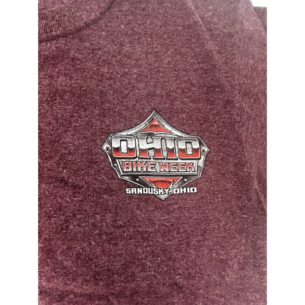 Ohio Bike Week Sandusky 2023 Sz S/M Burgandy Women's Summer Tshirt - Picture 3 of 3